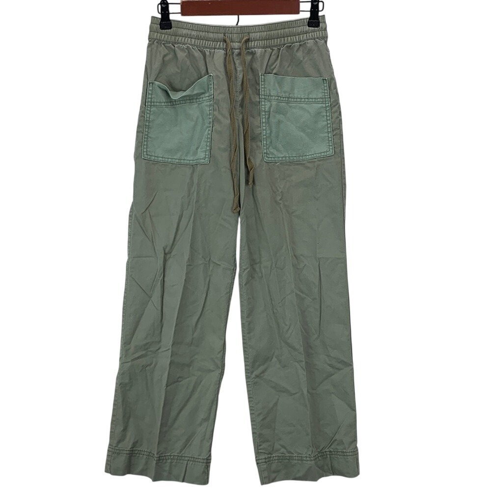 Tory Burch Pants Women's XS Green Elastic Waist Wide Leg Cargo Utility Casual
